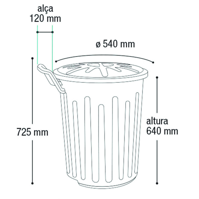 Tarro de Residuos plástico 100 lts con ruedas y Tapa NEGRO