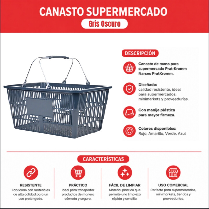 Canasto supermercado GRIS OSCURO