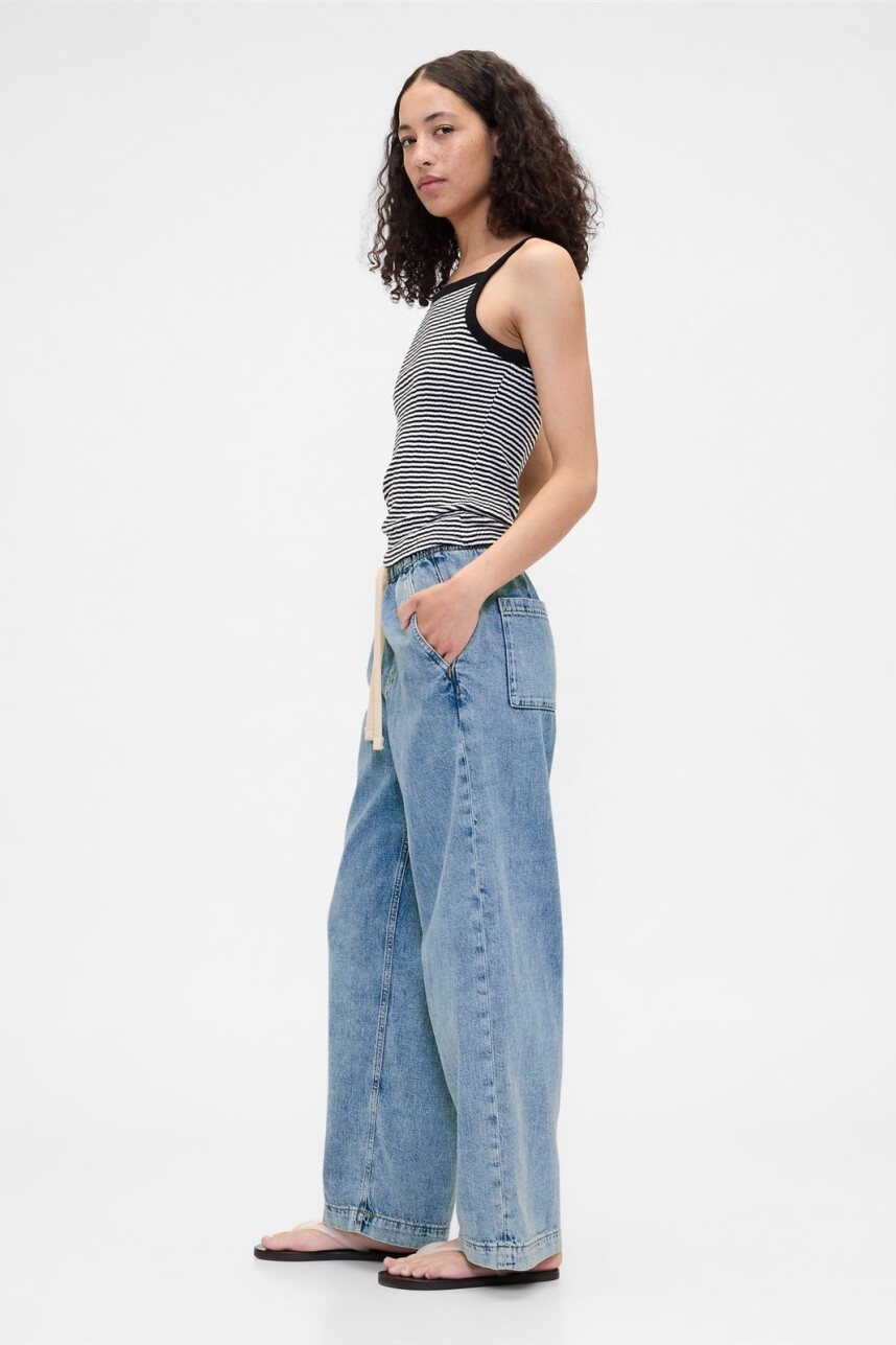 Jean Pull On Wide Leg Mujer Light Wash