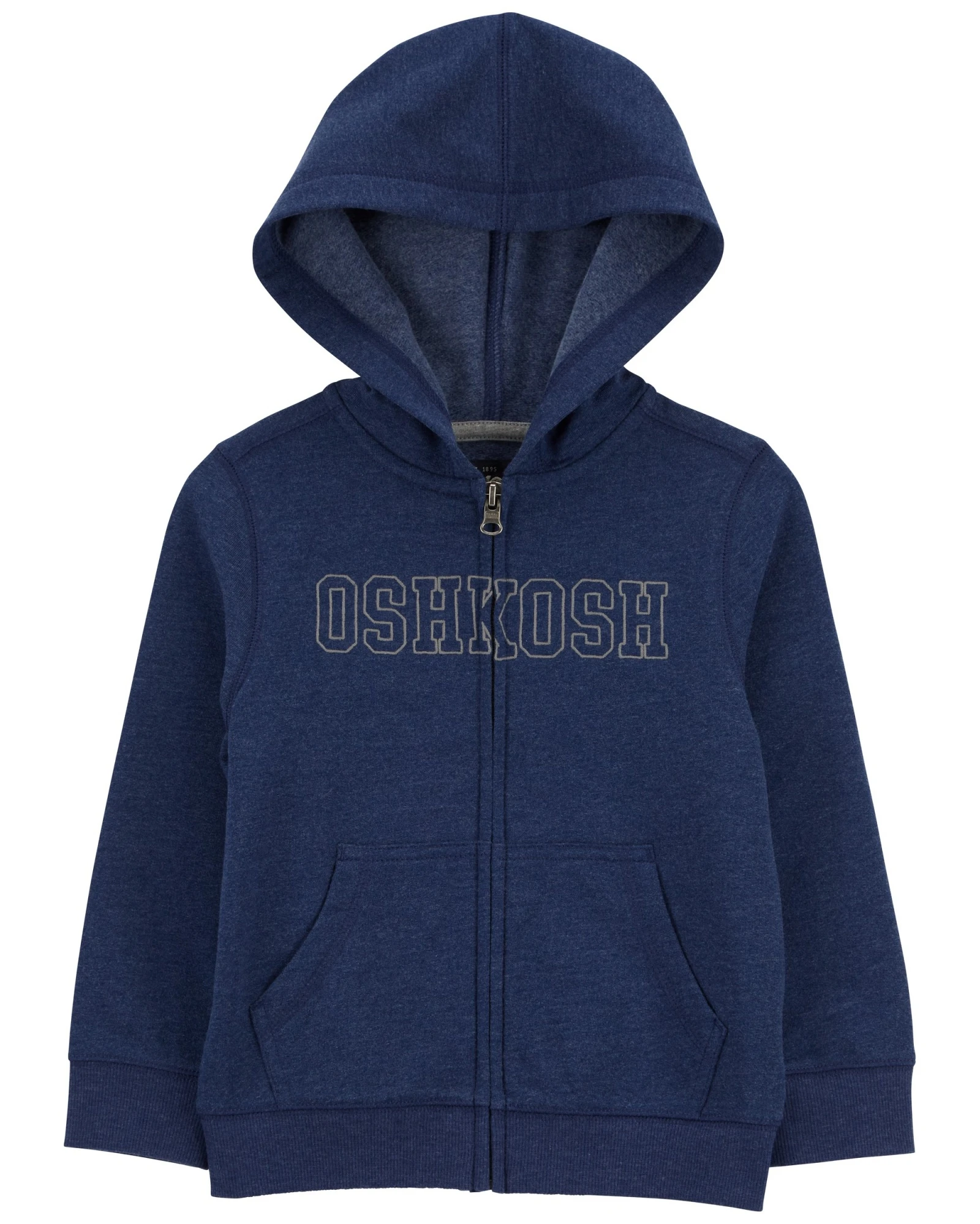 Campera de algodón, azul, con capucha y logo. Talles 2-5T Sin color