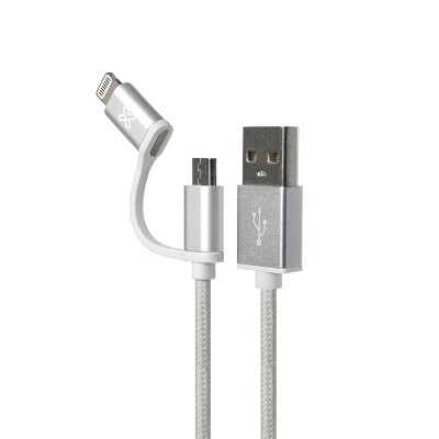 CABLE 2 EN 1 LIGHTNING Y MICRO USB,KAC-210SV COLOR SILVER, 1 M LONGITUD 001