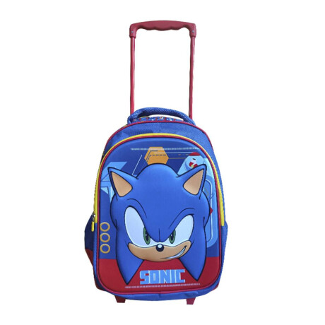 Mochila infantil 3D Sonic con Carro Tafeta Grande 40 x 30 cm