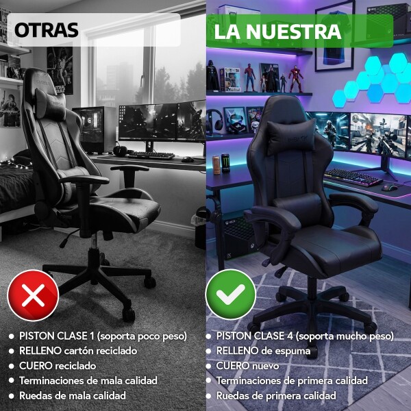 Silla Gamer Ergonomica Escritorio Reclinable Soporta 200kg Imback Negro Silla Gamer Ergonomica Escritorio Reclinable Soporta 200kg Imback Negro