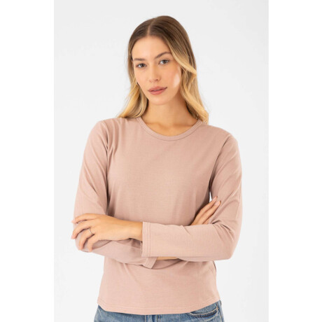 Remera algodón elastano Beige