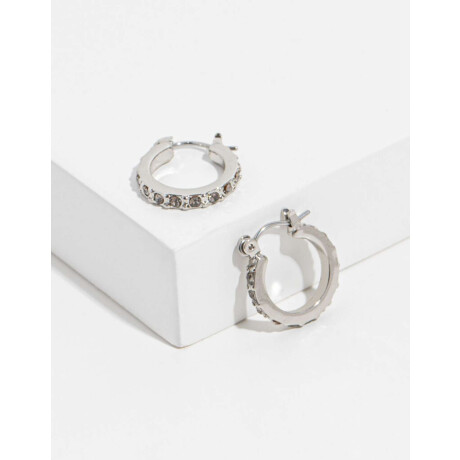 Argollas Con Strass Plateado Rodio