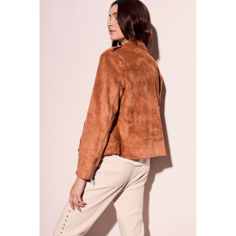 Campera Gamuza Cuero Vegano Camel