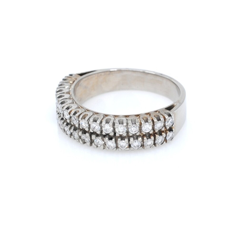 Anillo en oro 18k blanco con 2 hileras de brillantes Anillo en oro 18k blanco con 2 hileras de brillantes