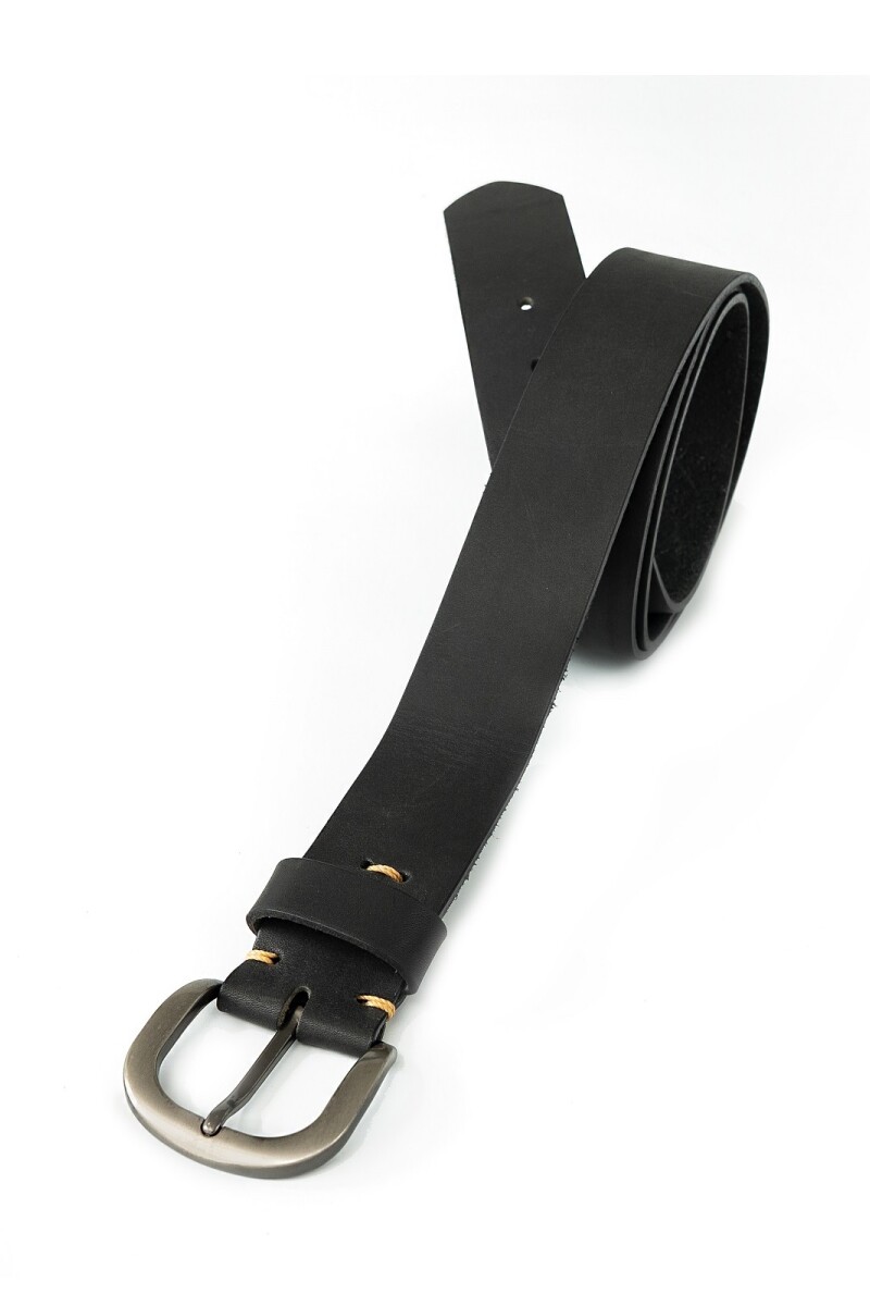 Cinto cuero c/detalle de costura Negro