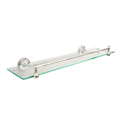 Repisa Cromada Simple Con Estante De Vidrio 50X0.6X12Cm, Instalacion Con Tornillos 000