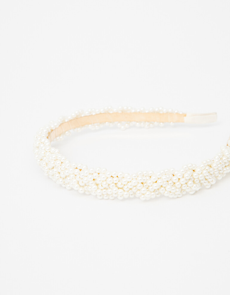 Vinchas Rígidas Perla Vincha Rígida De Perlas - Blanco Crema