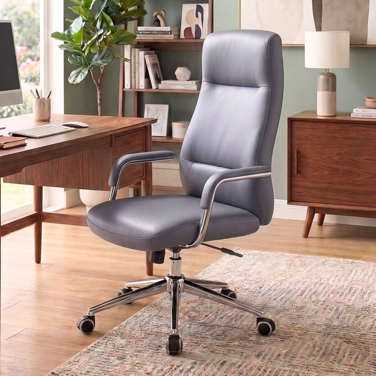 Silla de oficina Cromada 4 Posiciones 90.5cm - Azul 