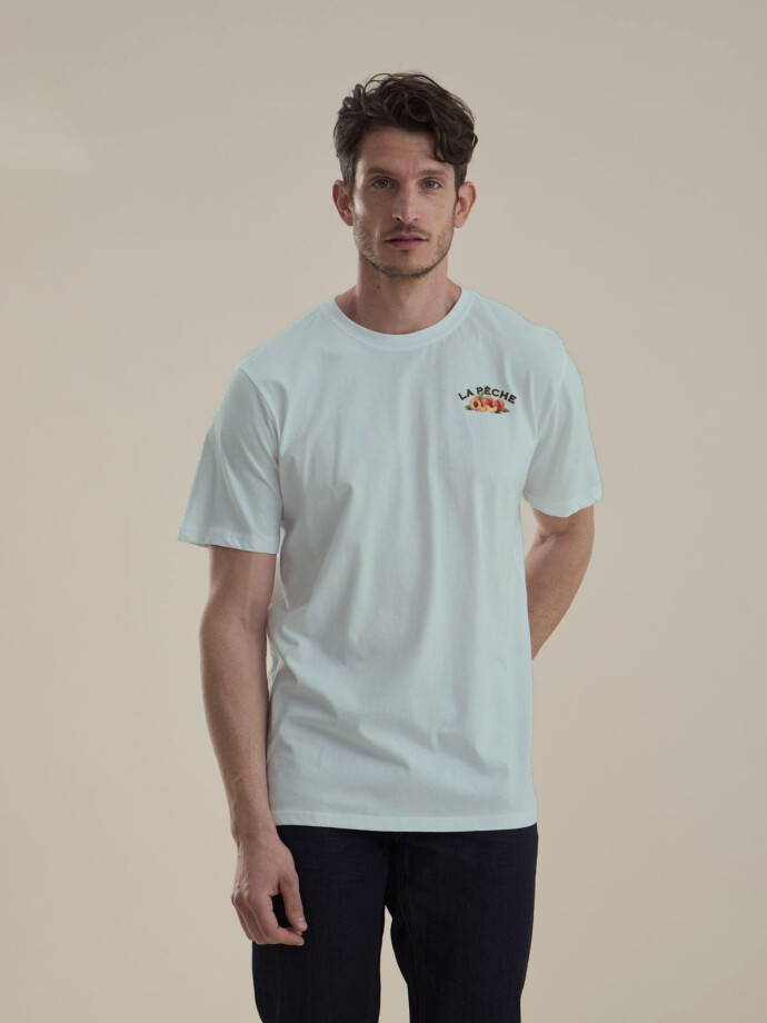 T-SHIRT ESTAMPA PEACHES VERDE AGUA