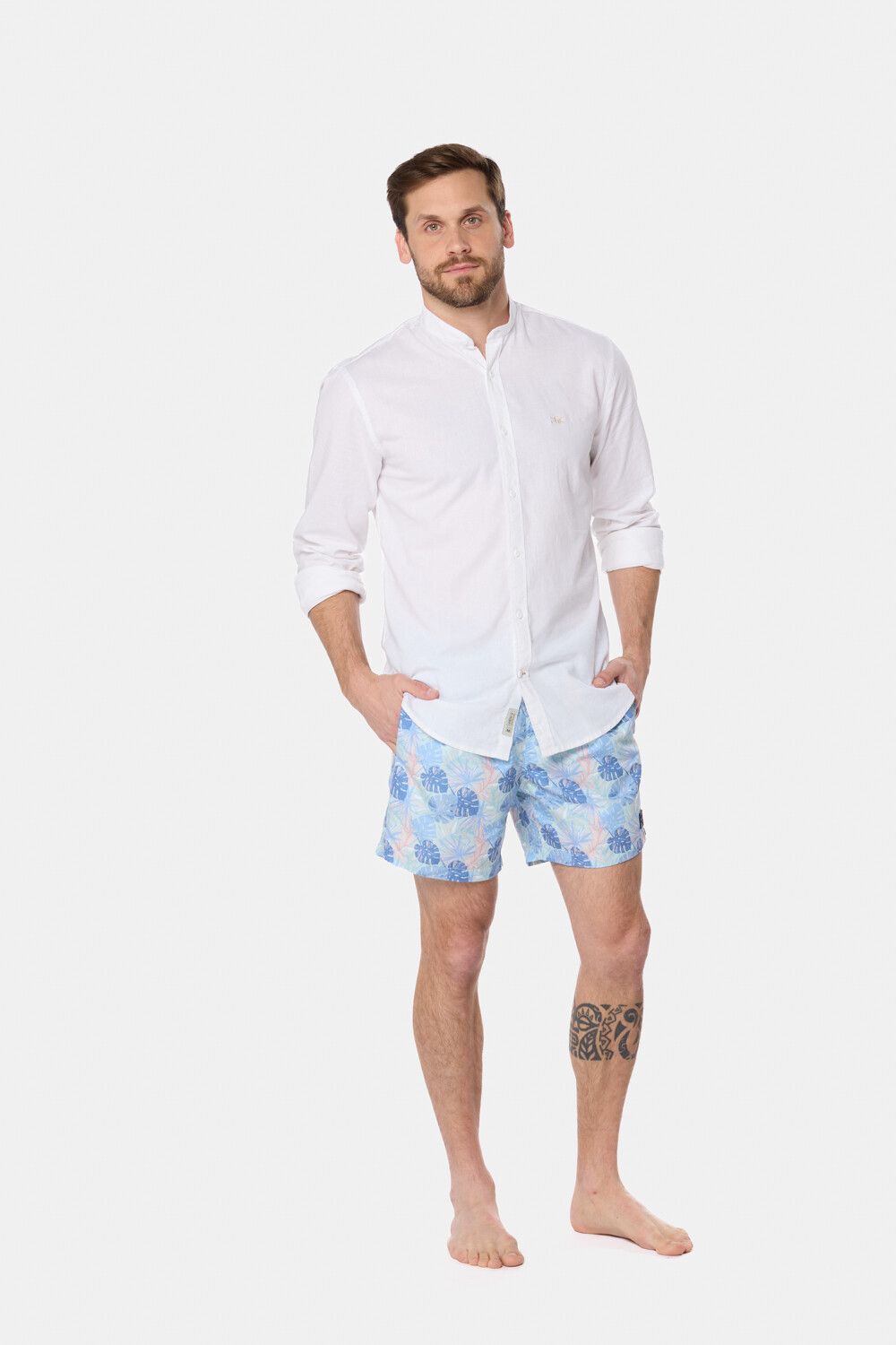 SHORT DE BAÑO ESTAMPADO Celeste