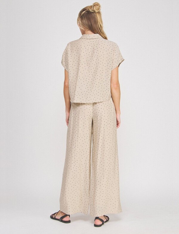Blusa Crop Cruzada Con Lunares BEIGE