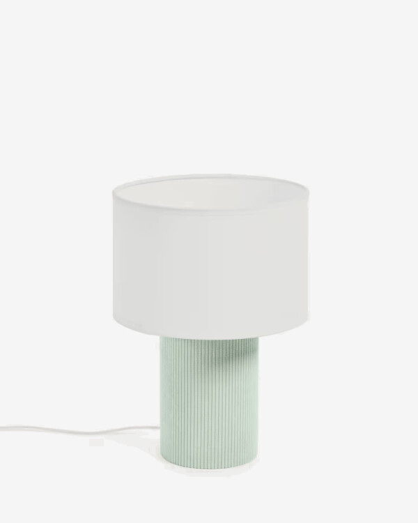 Lámpara de mesa Bianella de pana turquesa