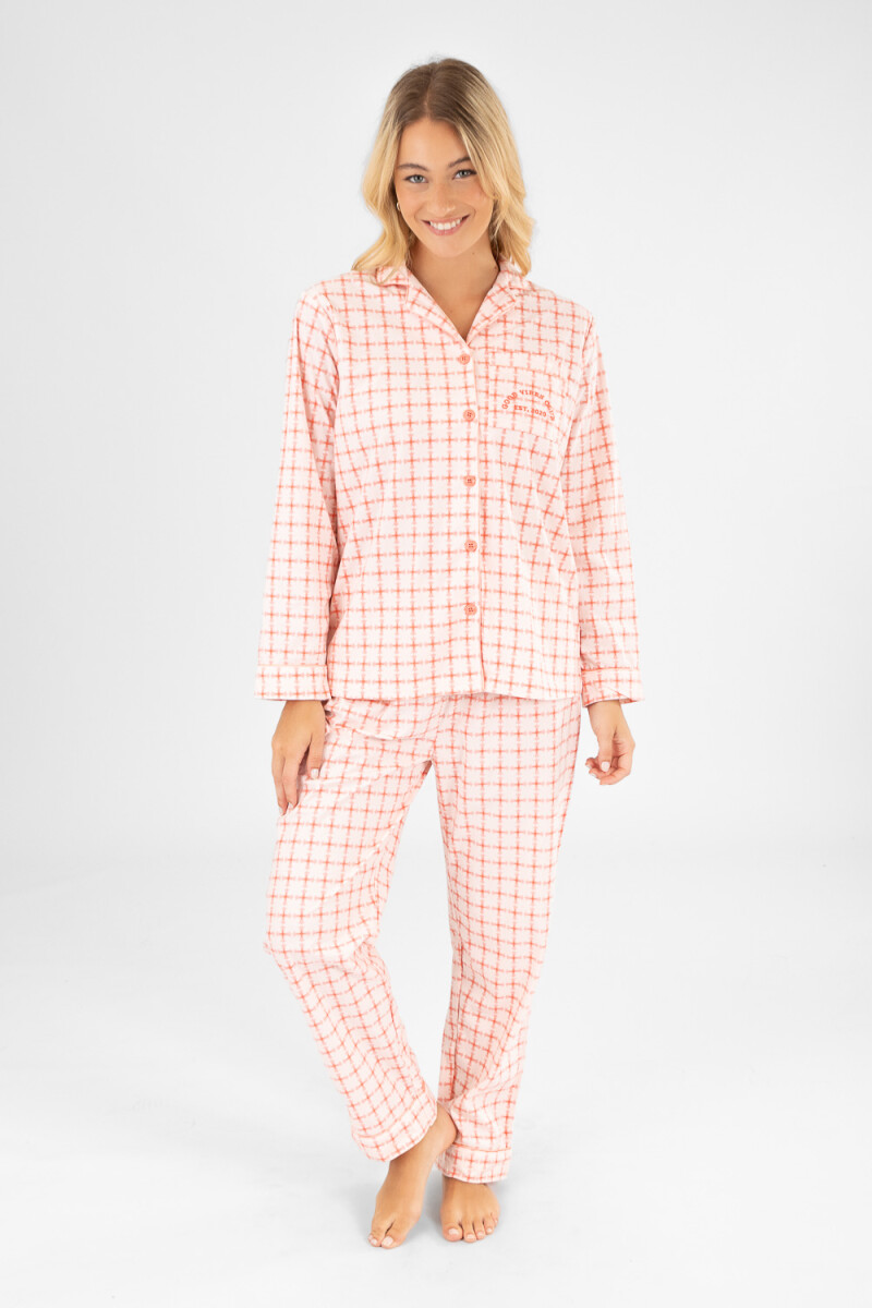 PIJAMA FLANNEL FLEECE PINK TILE ROSADO