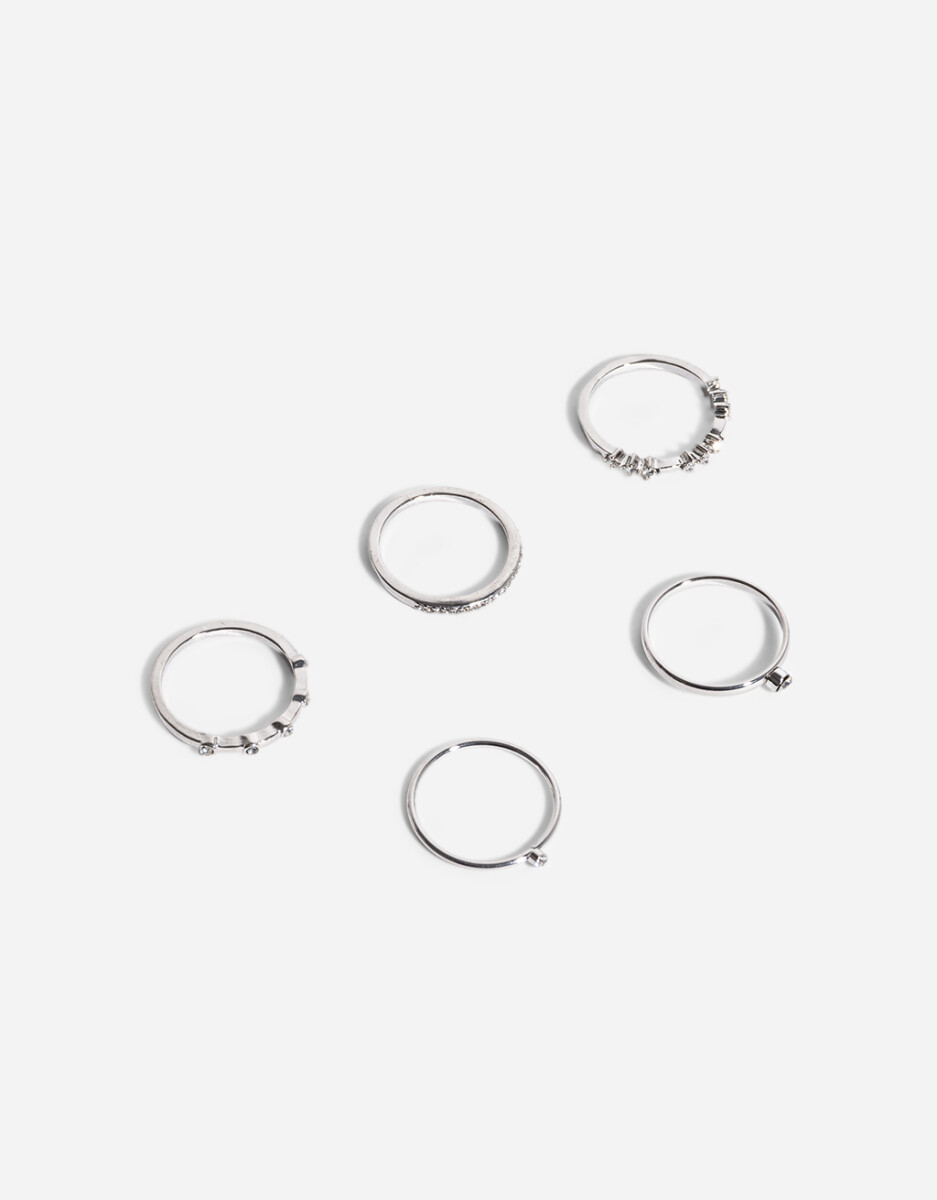 Set De Anillos Con Strass 