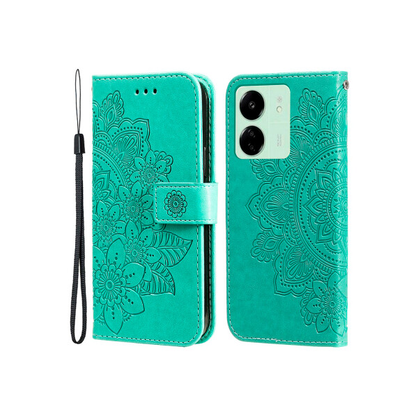 Flip cover Xiaomi Redmi 13C diseño mandala verde Flip Cover Xiaomi Redmi 13c Diseño Mandala Verde
