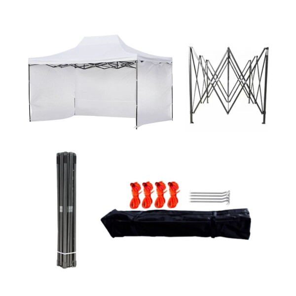 Gazebo Plegable con Paredes 3x4,5 Para Playa o Jardín Autoarmable Color Blanco Gazebo Plegable con Paredes 3x4,5 Para Playa o Jardín Autoarmable Color Blanco