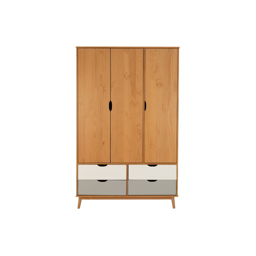 Ropero 3 Puertas 4 Cajones - Línea Nórdica Roble/Gris claro/Blanco
