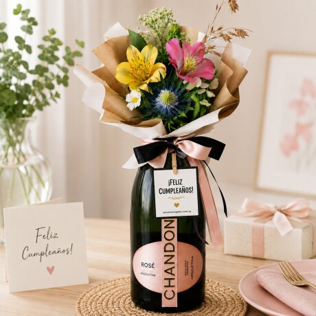 Premium Bouquet Chandon y Arreglo de flores cumpleaños Premium Bouquet Chandon y Arreglo de flores cumpleaños