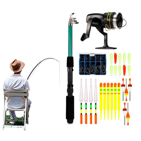 Set Pesca Caña Telescópica Completa Reel X100pcs Set Pesca Caña Telescópica Completa Reel X100pcs
