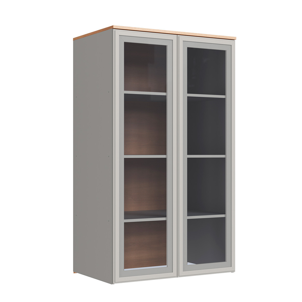 Módulo Superior Complementario Alice 0,80 M, 2 Puertas De Vidrio, Color Arenas 