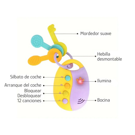 Juego de Llaves Infantiles c/Sonido Luces Para Bebés Huanger Lila