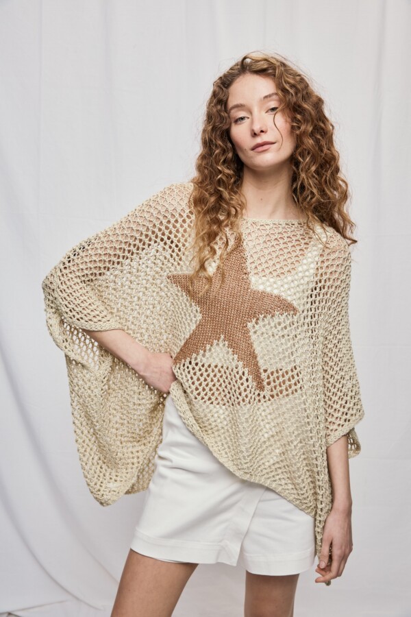 PONCHO STAR Beige