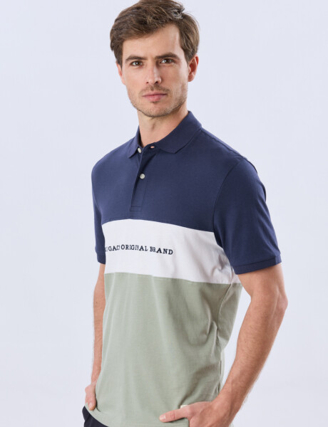 REMERA POLO RAYADA JERSEY Azul