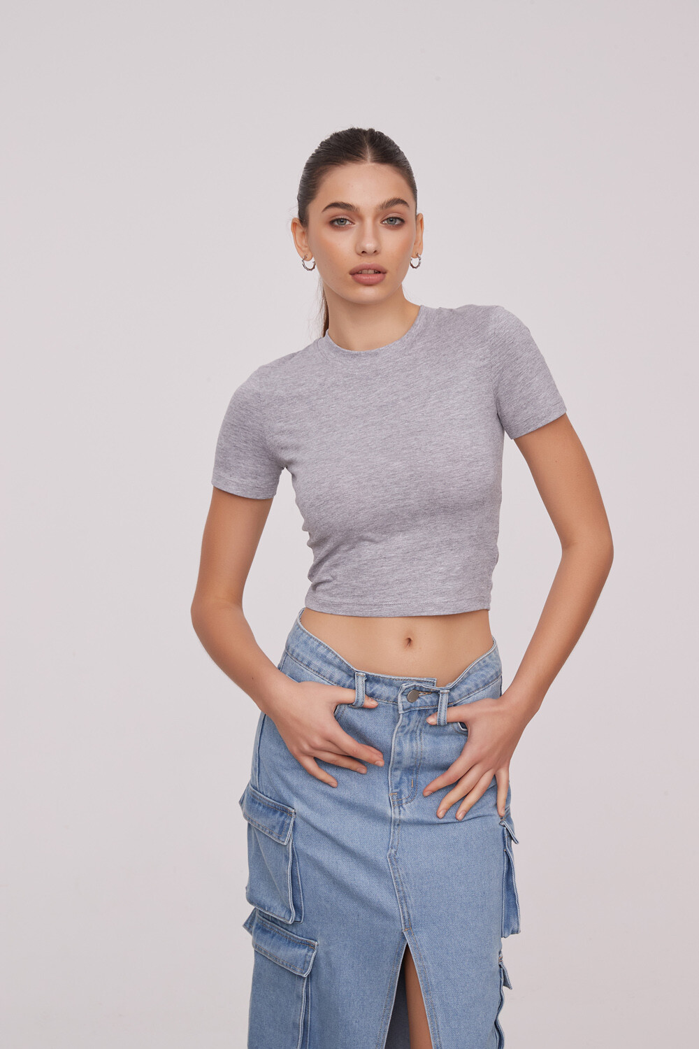 Remera Flored Gris Melange Medio