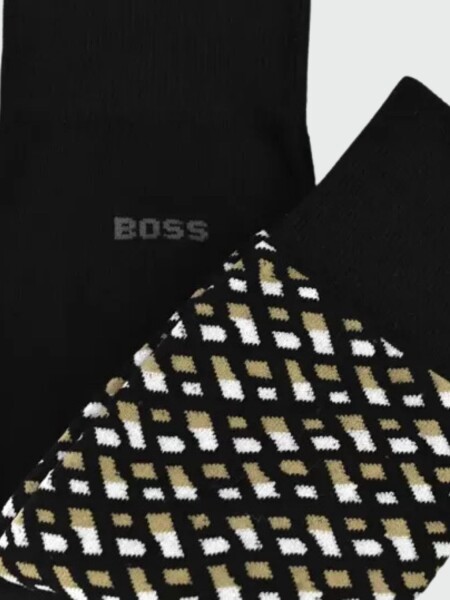 BOSS - Pack X 2 medias de algodón de longitud media, MONOGRAM 0