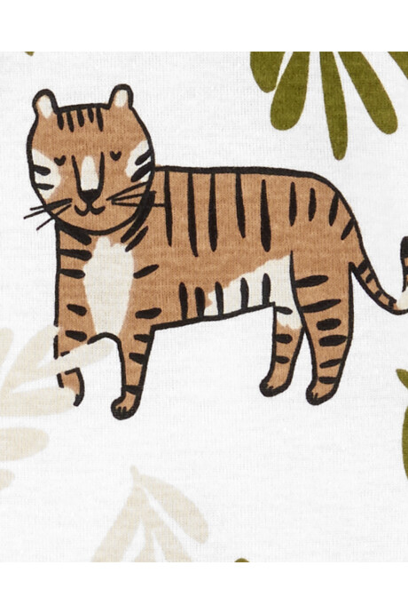 Pijama una pieza de algodón con pie diseño tigre Sin color