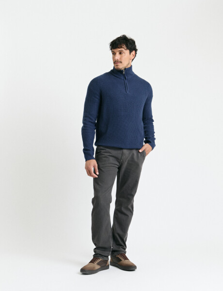 470587 SWEATER PUNTO MEDIO CIERRE HARRY Azul Oscuro