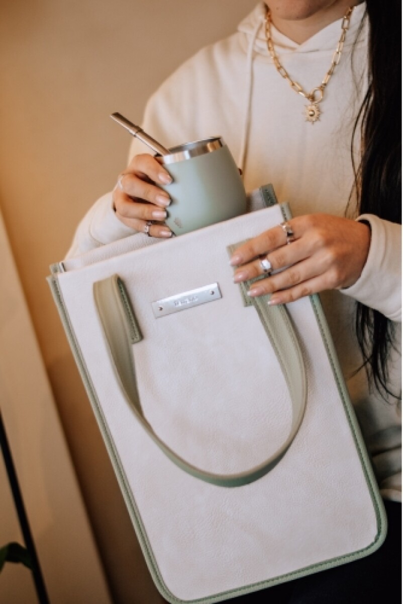 Matera bolsito Lisa - Natural + Verde 