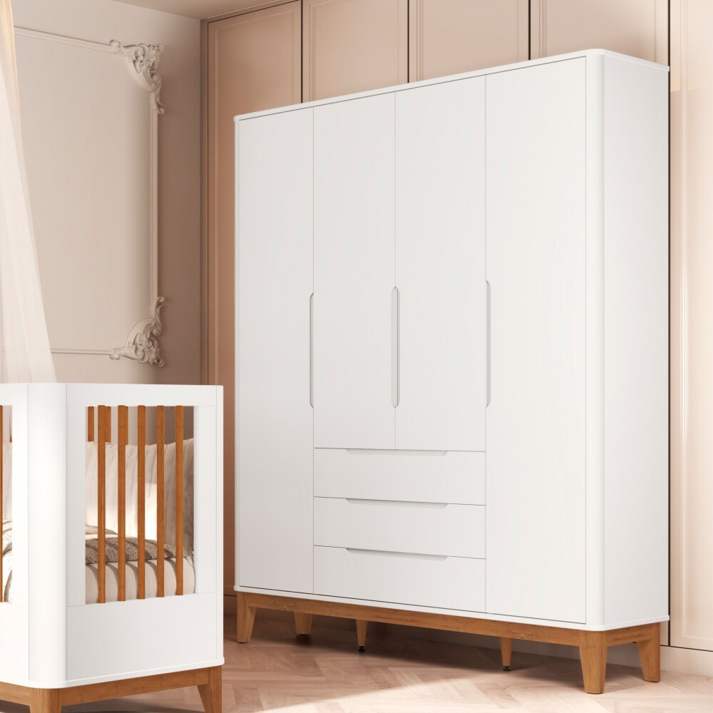 Ropero 4 puertas 3 cajones - Boom Blanco