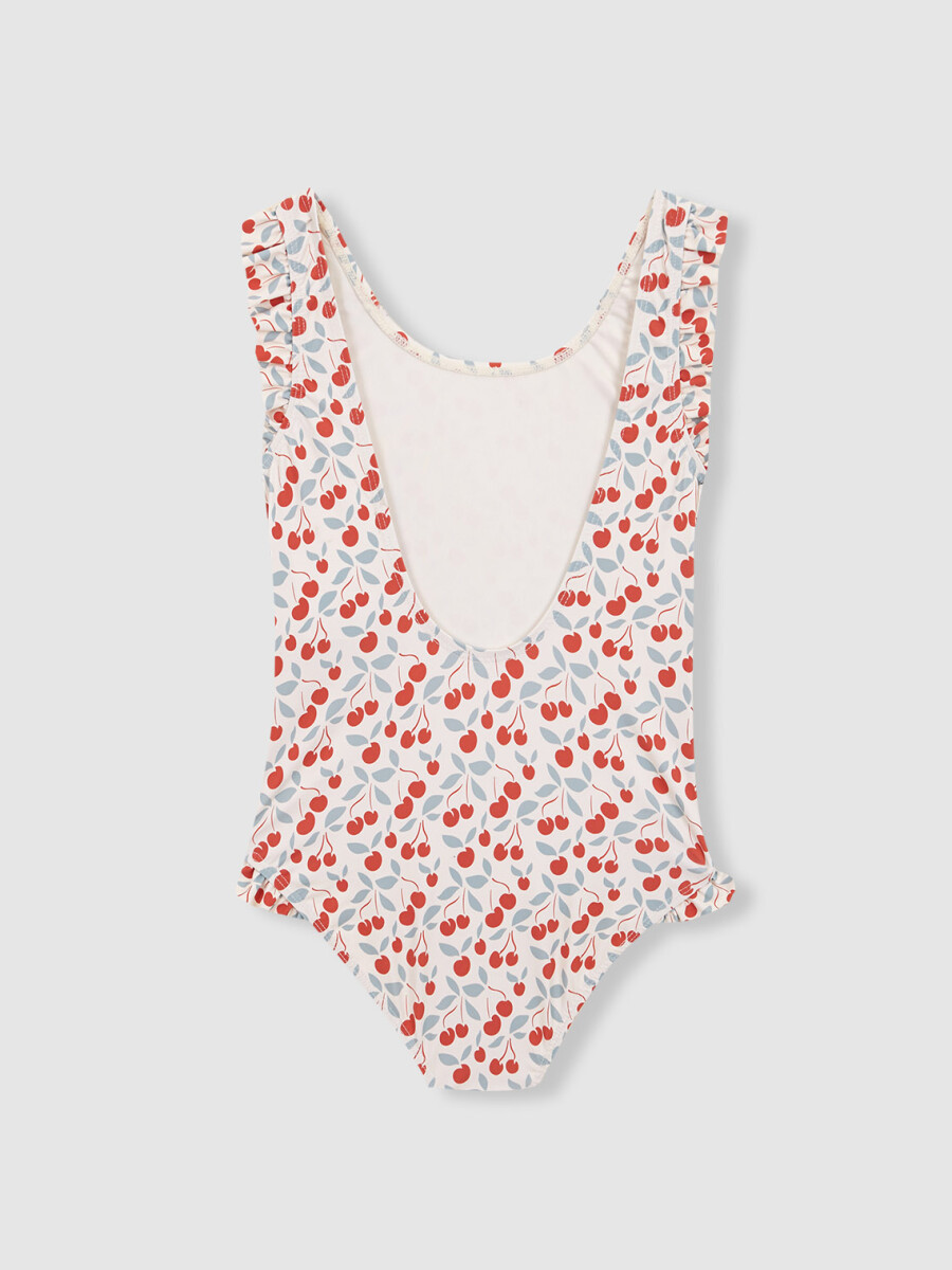 Bañador Estampado Cerezas Blanco