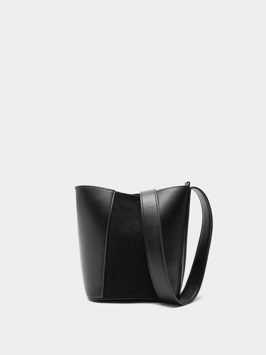 Bolso Bombonera Contraste De Texturas negro