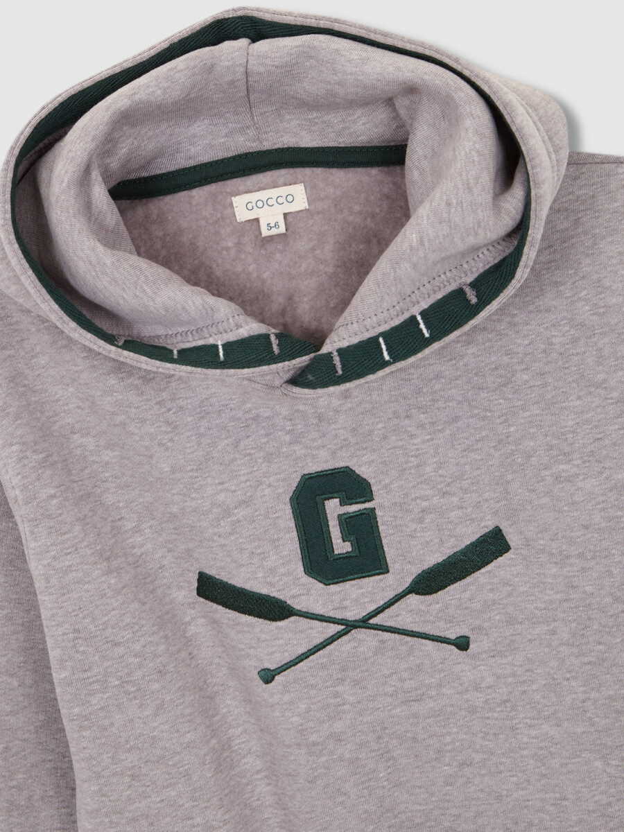 Sudadera Gris Con Parche Central Gris Melange