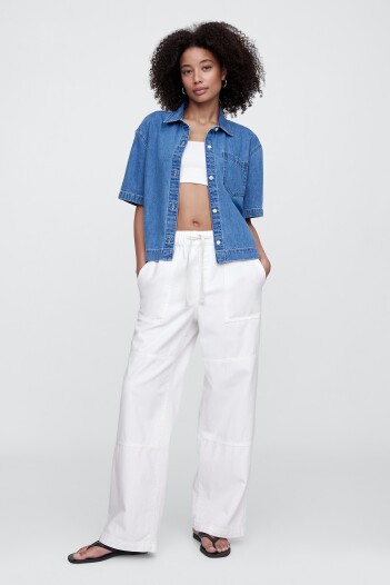 Jean Barrel Pull On Mujer New Off White