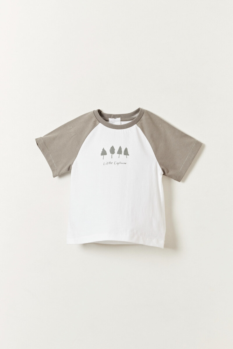 Remera raglan Combinada Beige