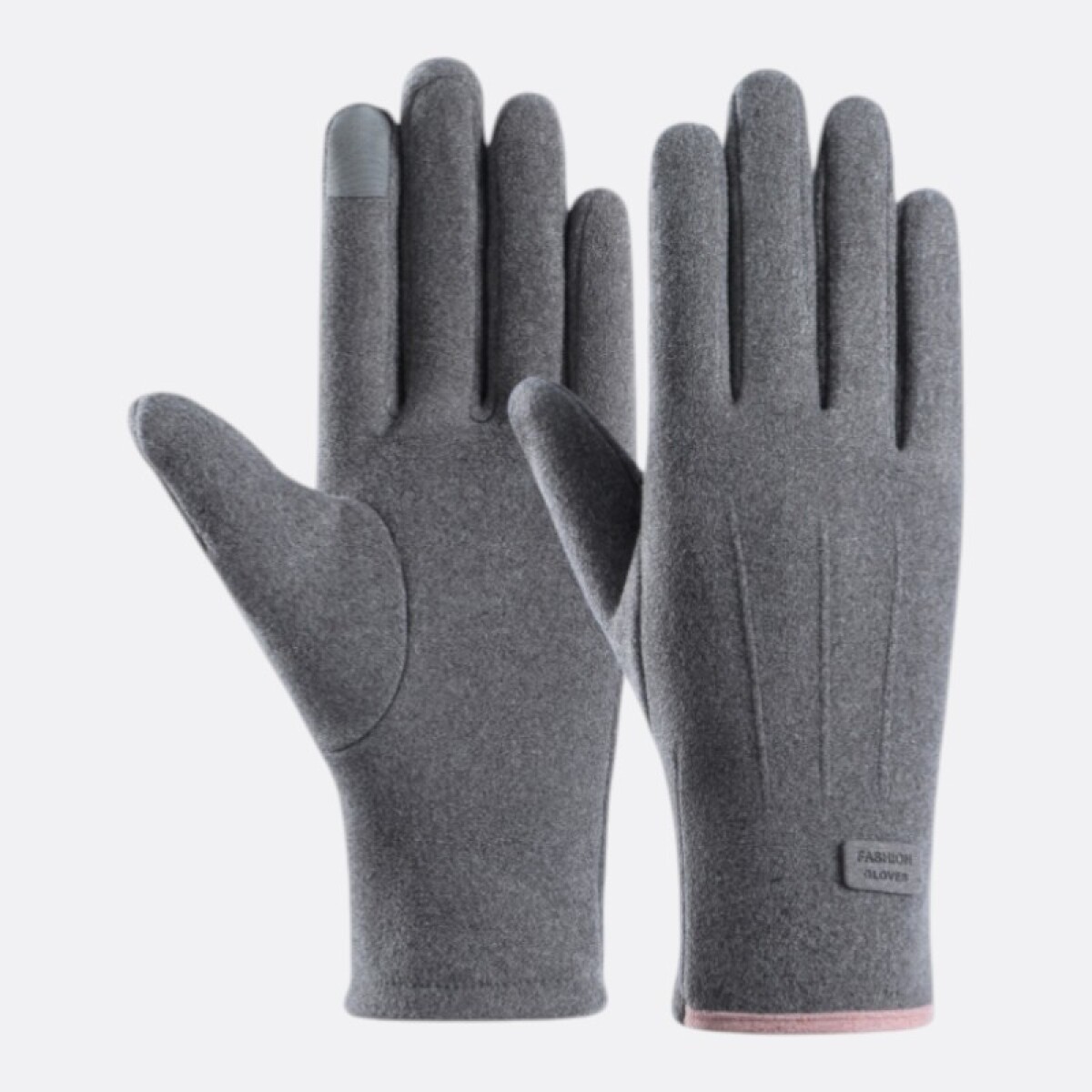 Guantes Abrigo Soft Winter - Gris con detalle en Rosa 