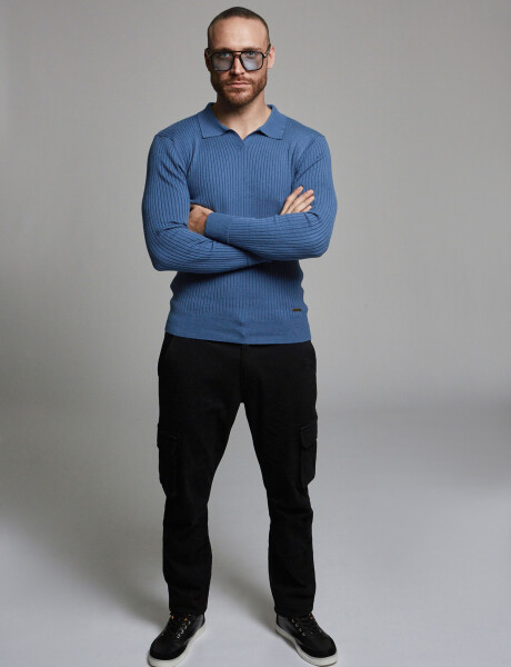 Sweater tejido azul piedra
