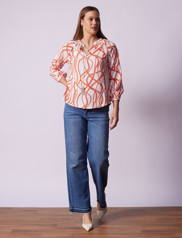 Blusa Cordel Printed MULTI/ANARANJADO
