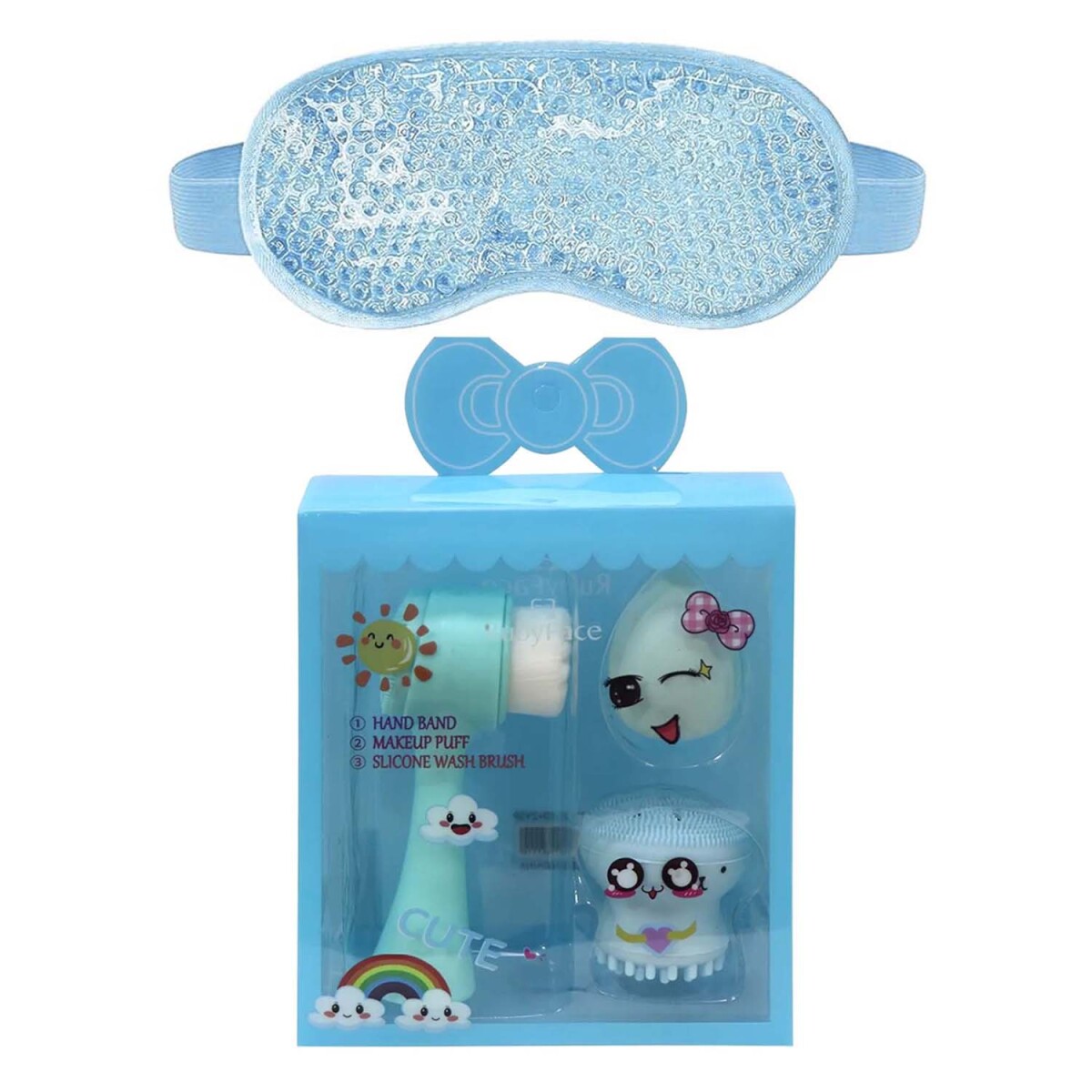Set de Limpieza y Cuidado Facial + Antifaz de Gel Relajante - Celeste 
