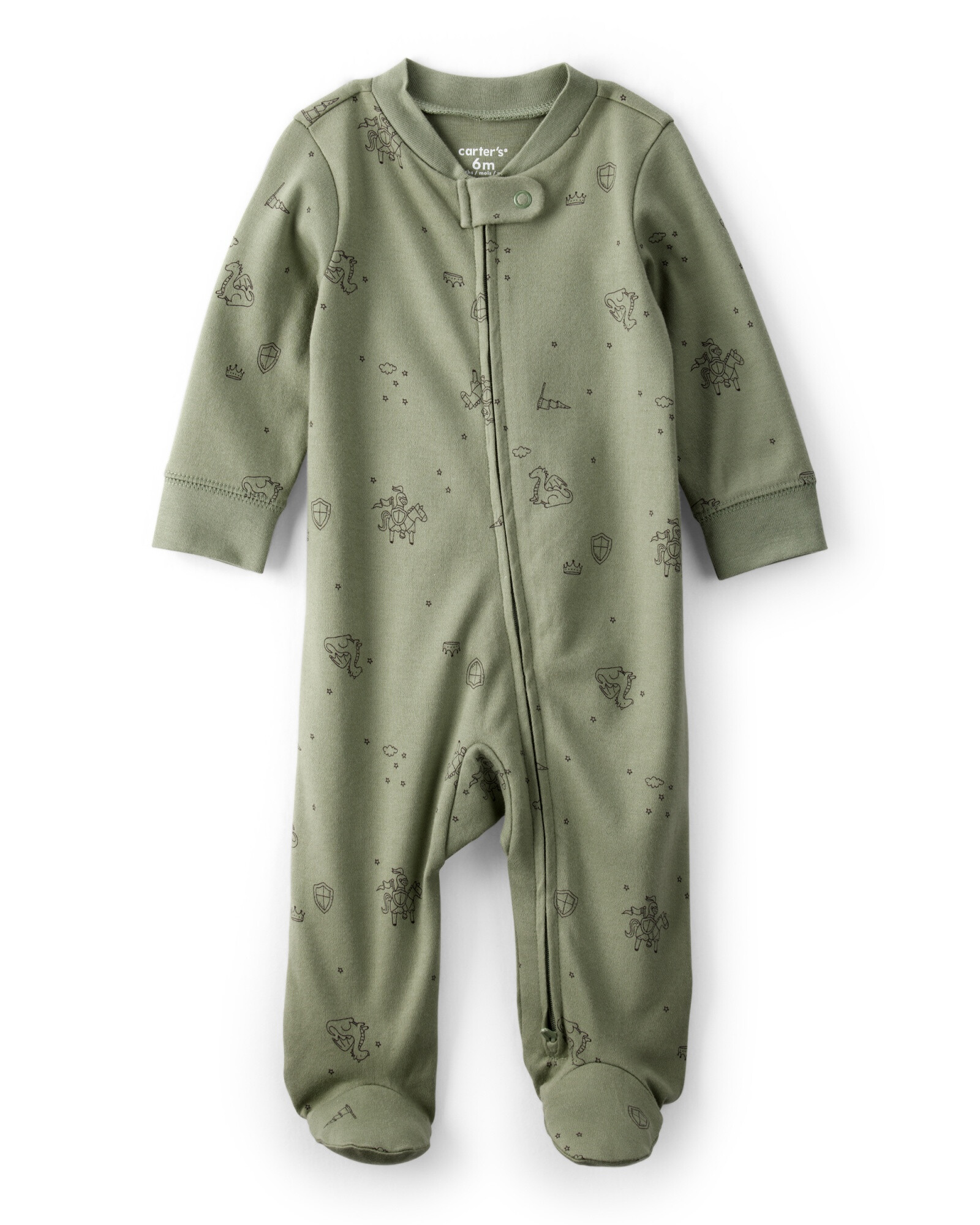 Pijama una pieza de algodón, con pie, diseño dragón Sin color