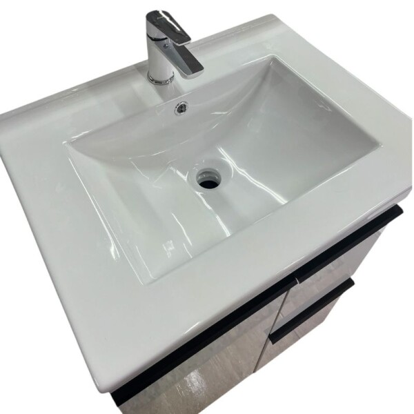 MUEBLE DE BAÑO 60 CM 1 PUERTA + 2 CAJONES - MESADA DE LOZA NEVADA MUEBLE DE BAÑO 60 CM 1 PUERTA + 2 CAJONES - MESADA DE LOZA NEVADA