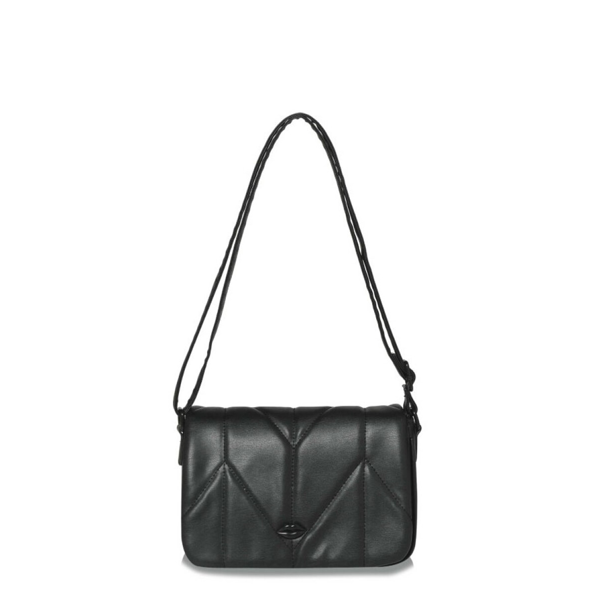 Cartera Las Oreiro Con Tapa - Negro 