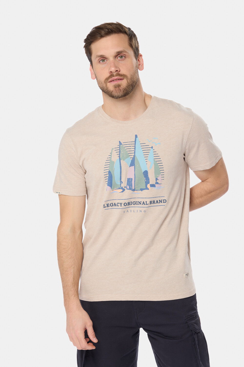 REMERA ESTAMPADA DE ALGODÓN Beige