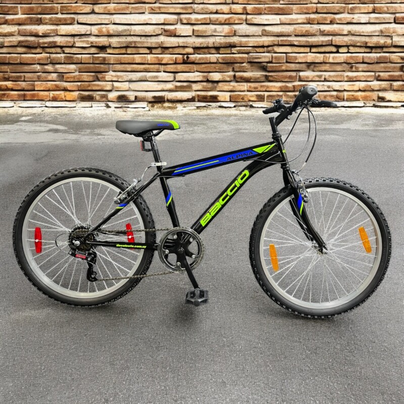 Bicicleta Baccio Alpina Man Rodado 24 Montaña Con 21 Cambios Shimano NEGRA